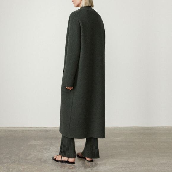 Lisa Yang The Amie Cashmere Coat Jacket Sweater Cardigan Sz 1 S-M Olive Coatigan - Picture 16 of 16